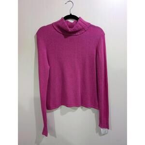 Rose Pink 100% Cashmere Turtle Neck Pullover Sweater Griffin L